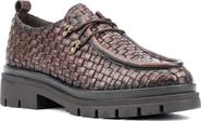 VINTAGE FOUNDRY Clotilde Woven Leather Moc Toe Derby Loafer