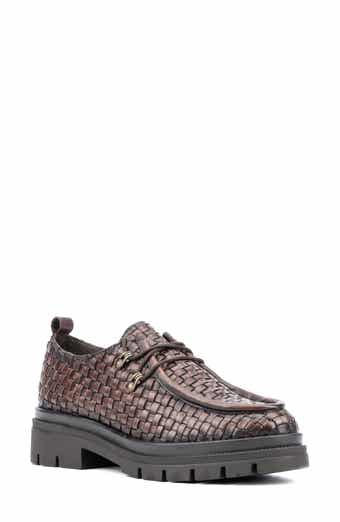 Clotilde Woven Leather Moc Toe Derby Loafer