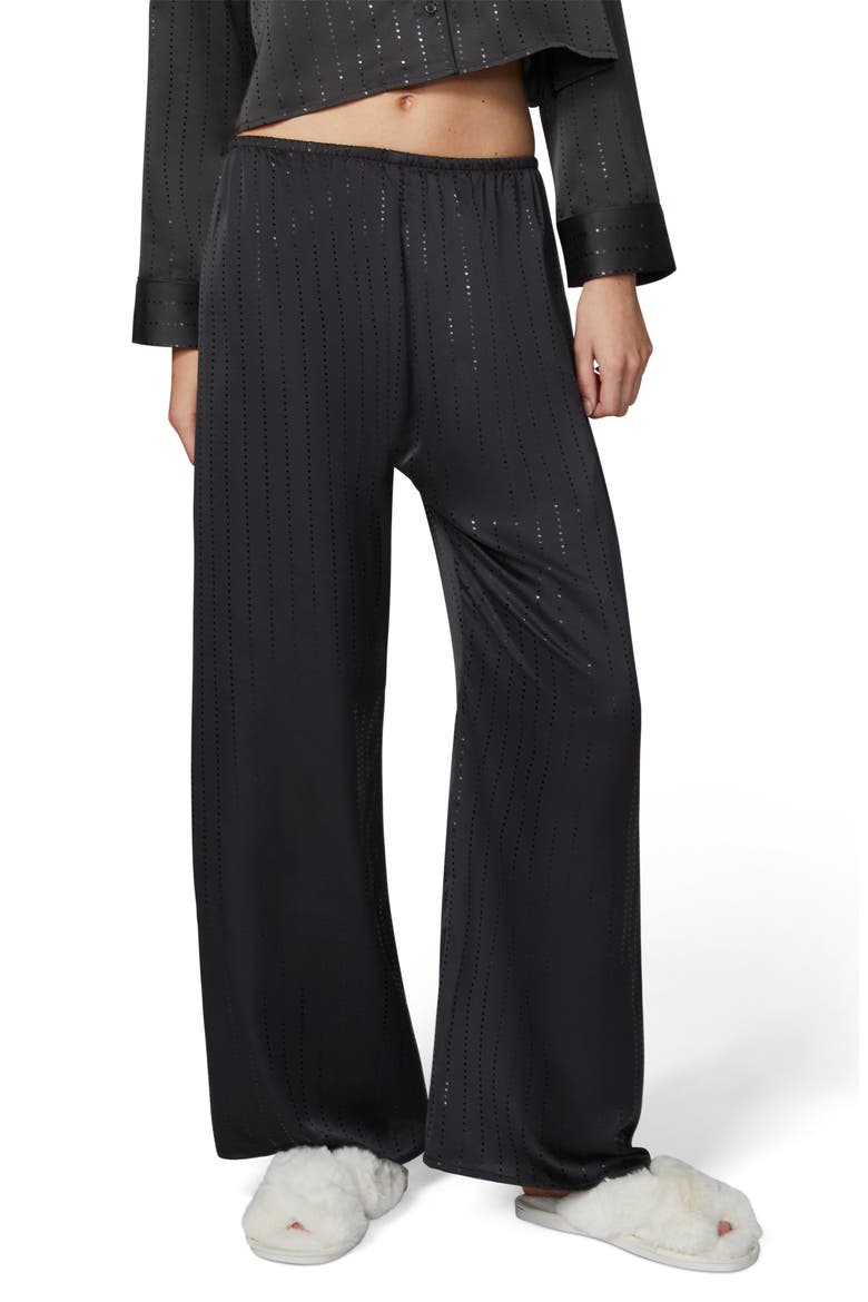 Shine Satin Pants, Main, color, BLACK