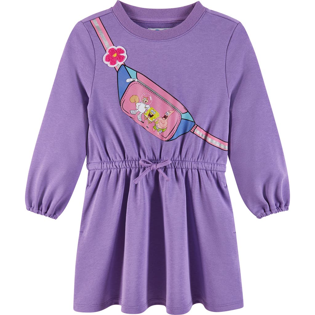 Shop Andy & Evan Kids' Spongebob Squarepants™ French Terry Sweatshirt Dress In Purple