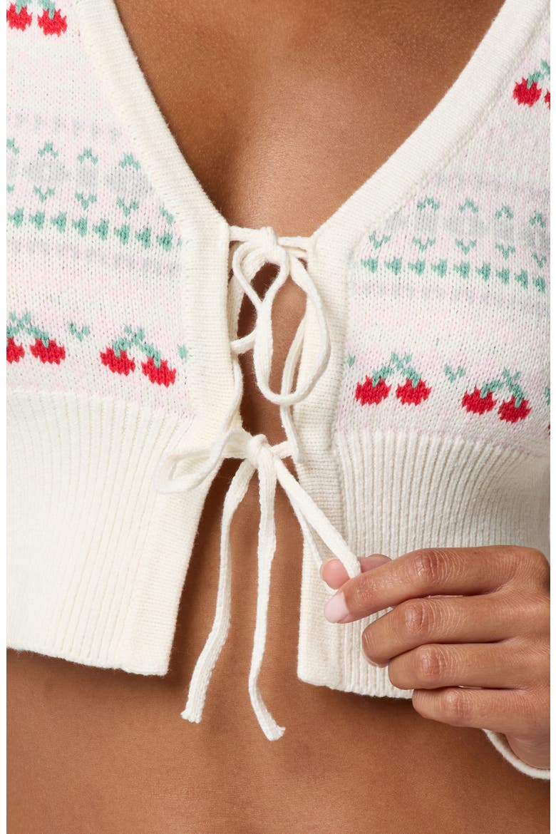 Ma Cherie Tie Front Crop Cardigan, Alternate, color, JET STREAM COMBO