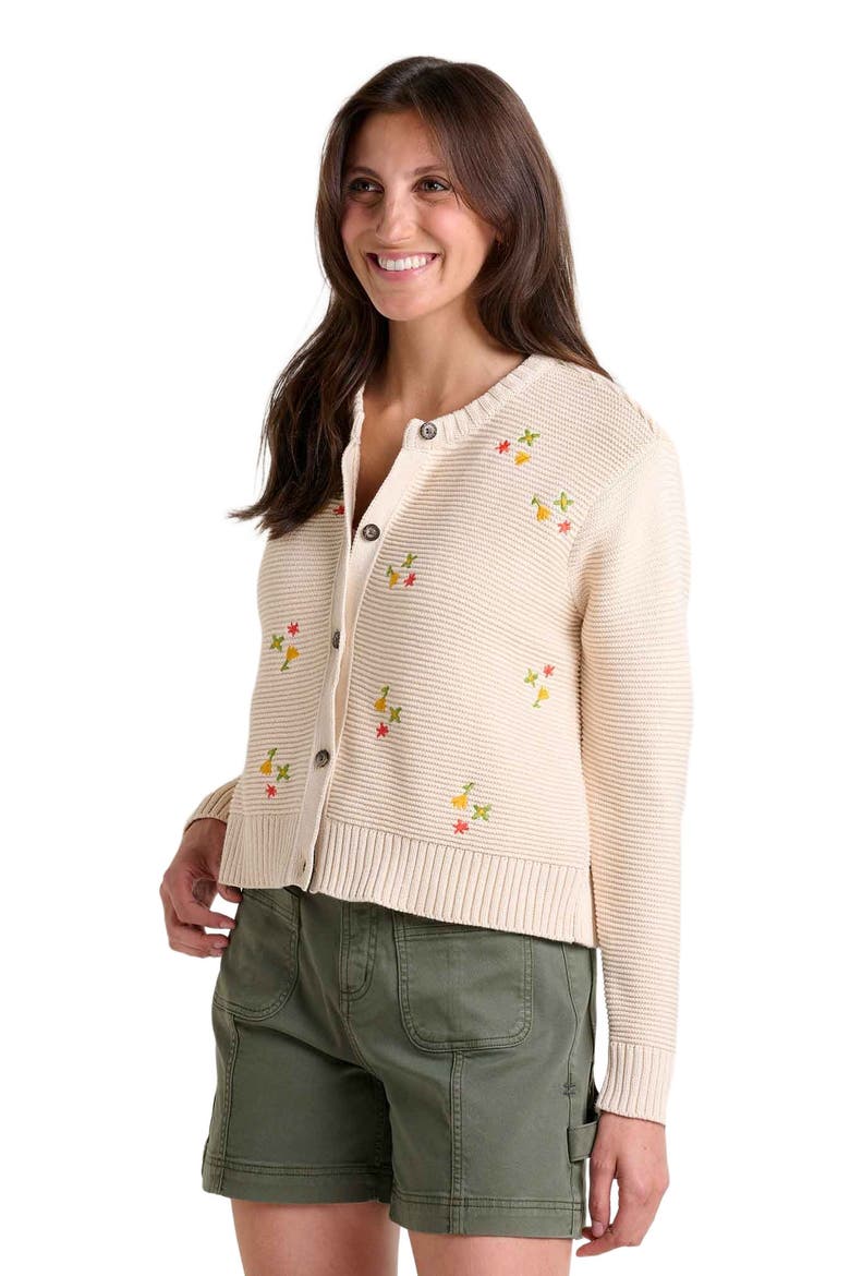 Bianca Crew Cardigan Embroidered, Alternate, color, Natural Embroidery