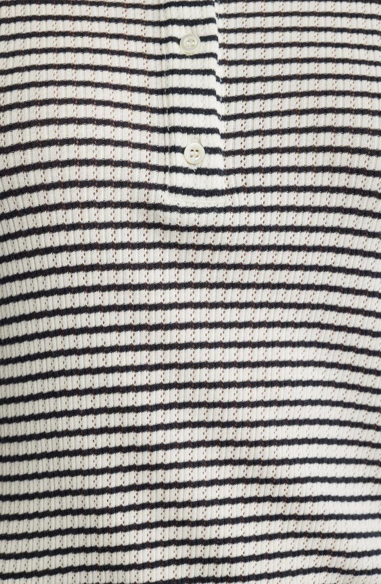 FRAME Stripe Crop Pointelle Polo, Alternate, color, Navy Multi