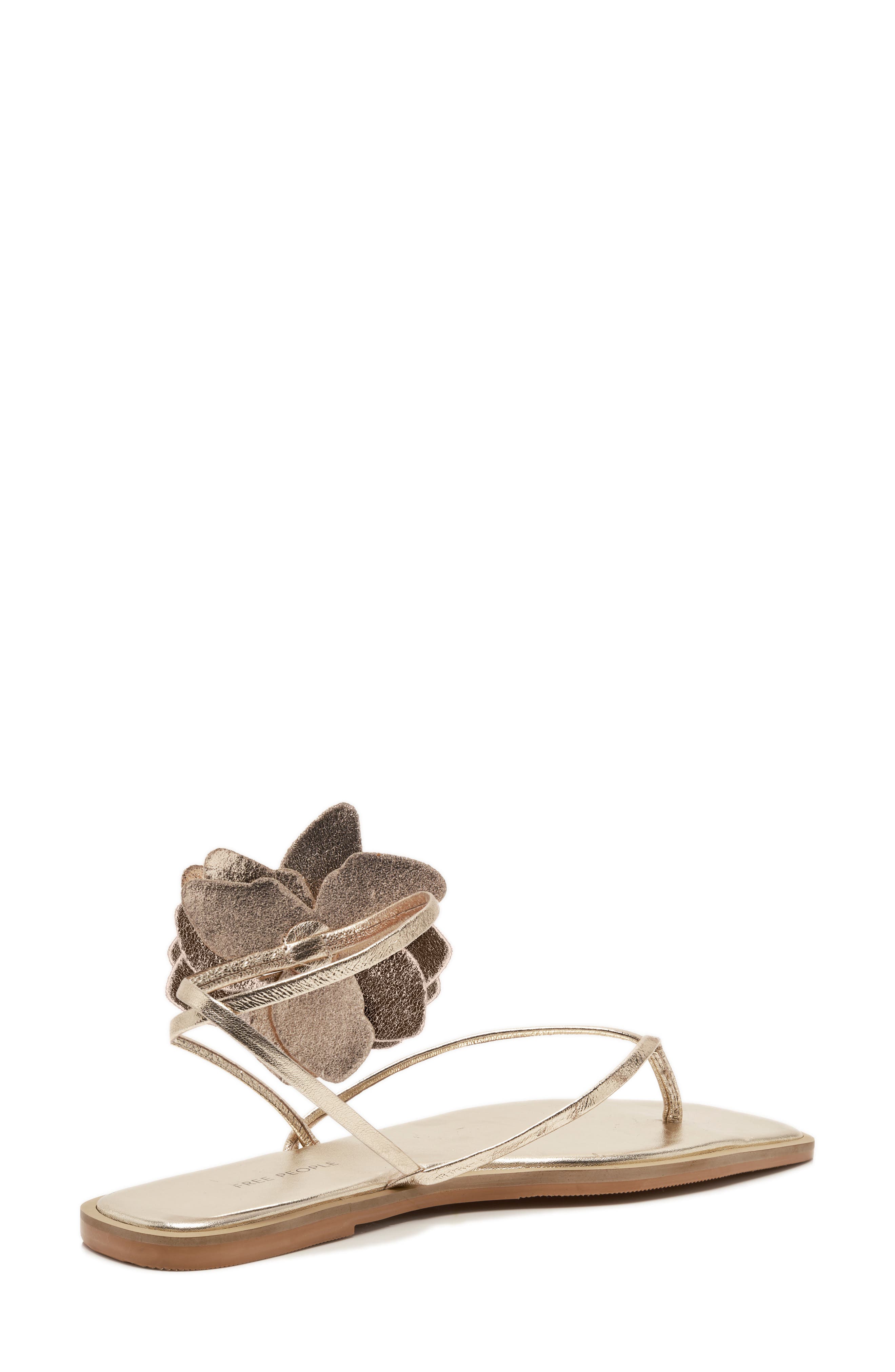 Mismatched Magnolia Appliqué Ankle Strap Sandal, Alternate, color, GOLD