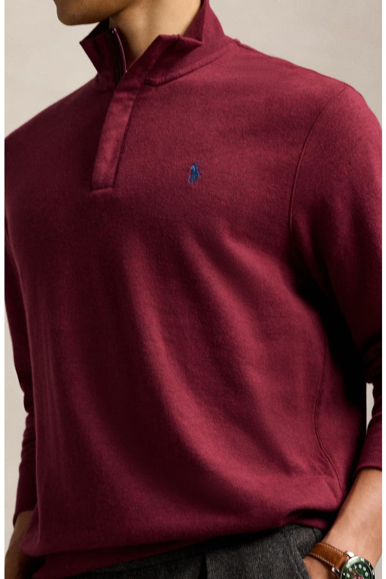 Cotton Blend Quarter Zip Pullover, Alternate, color, VINTAGE PORT HEATHER/ C7976