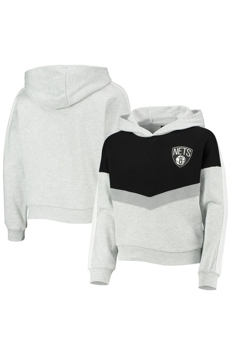 Outerstuff Girls Youth Heathered Gray Brooklyn Nets All Yours Pullover Hoodie, Main, color, Heather Gray