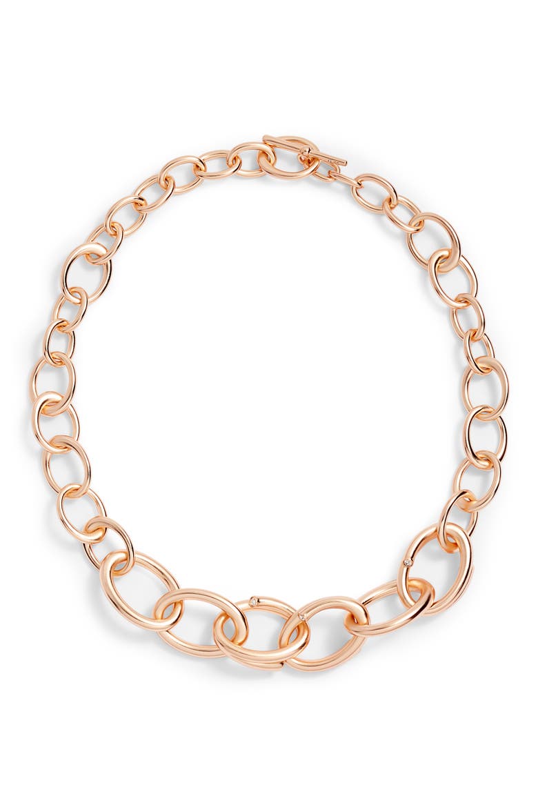 Walker Chain Link Necklace, Main, color, RS GLD/SWAROVKSI CRYST/WHT CZ