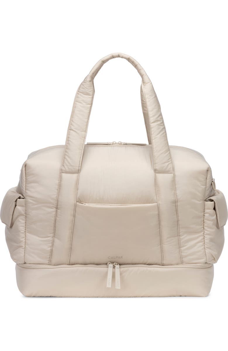 CALPAK Weekender Recycled Nylon Diaper Duffel Bag, Main, color, Oatmeal