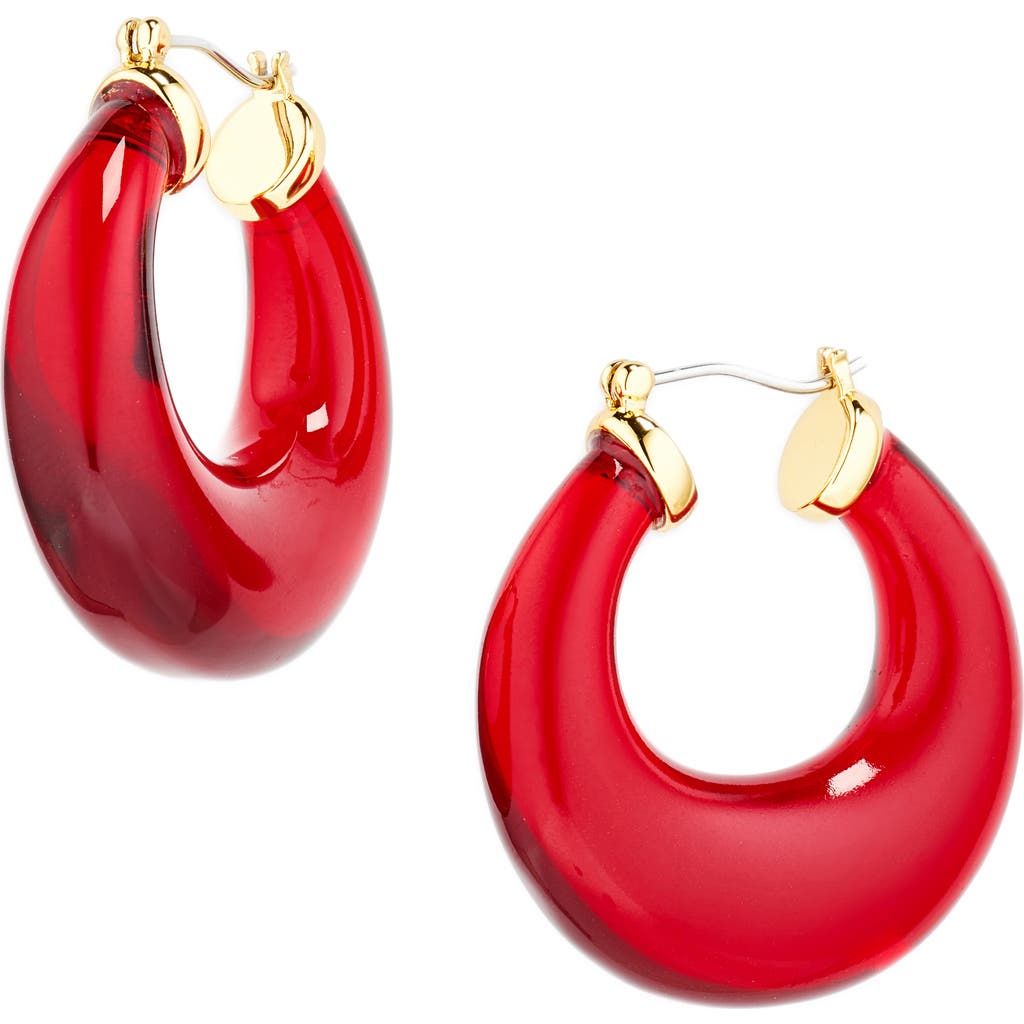 Lele Sadoughi Birthstone Double Hoop Earrings In Red