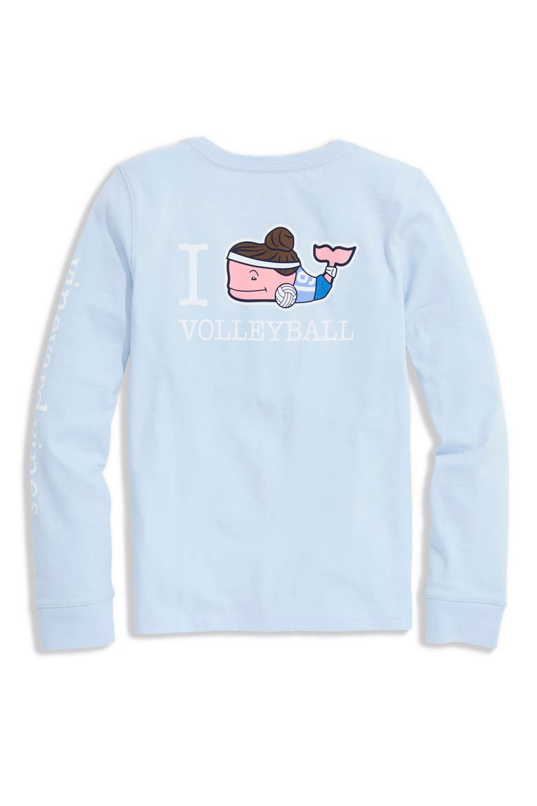 Kids' Volleyball Whale Logo Pocket Long Sleeve Graphic T-Shirt, Alternate, color, ICE WATER