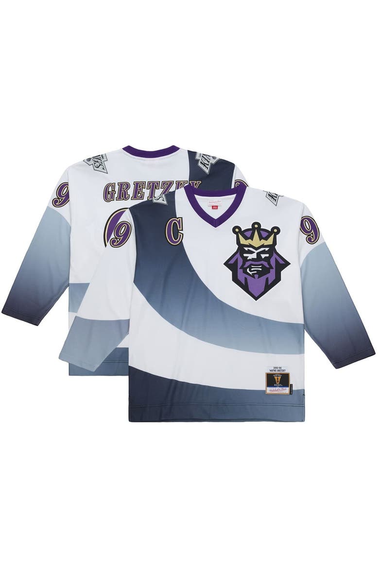 Men's Mitchell & Ness Wayne Gretzky White Los Angeles Kings Big & Tall 1995-96 Blue Line 2.0 Jersey, Main, color, White