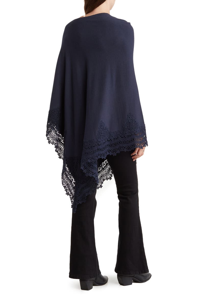 Lace Trim Poncho, Alternate, color, NAVY