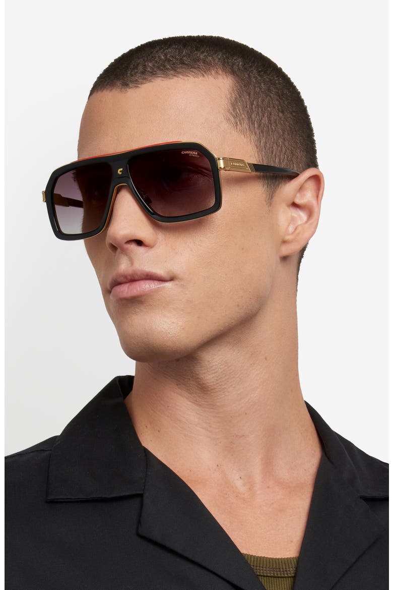 60mm Gradient Rectangular Sunglasses, Alternate, color, BLACK RED/ GREY