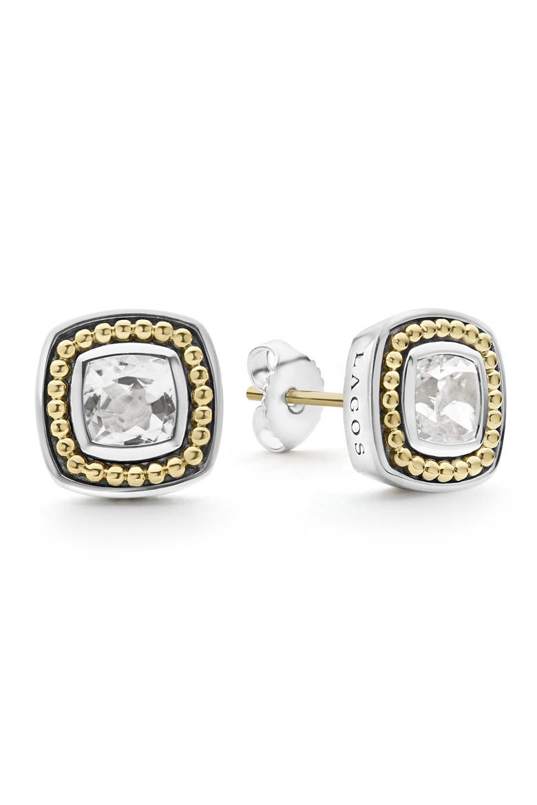 Rittenhouse White Topaz Stud Earrings, Alternate, color, GOLD