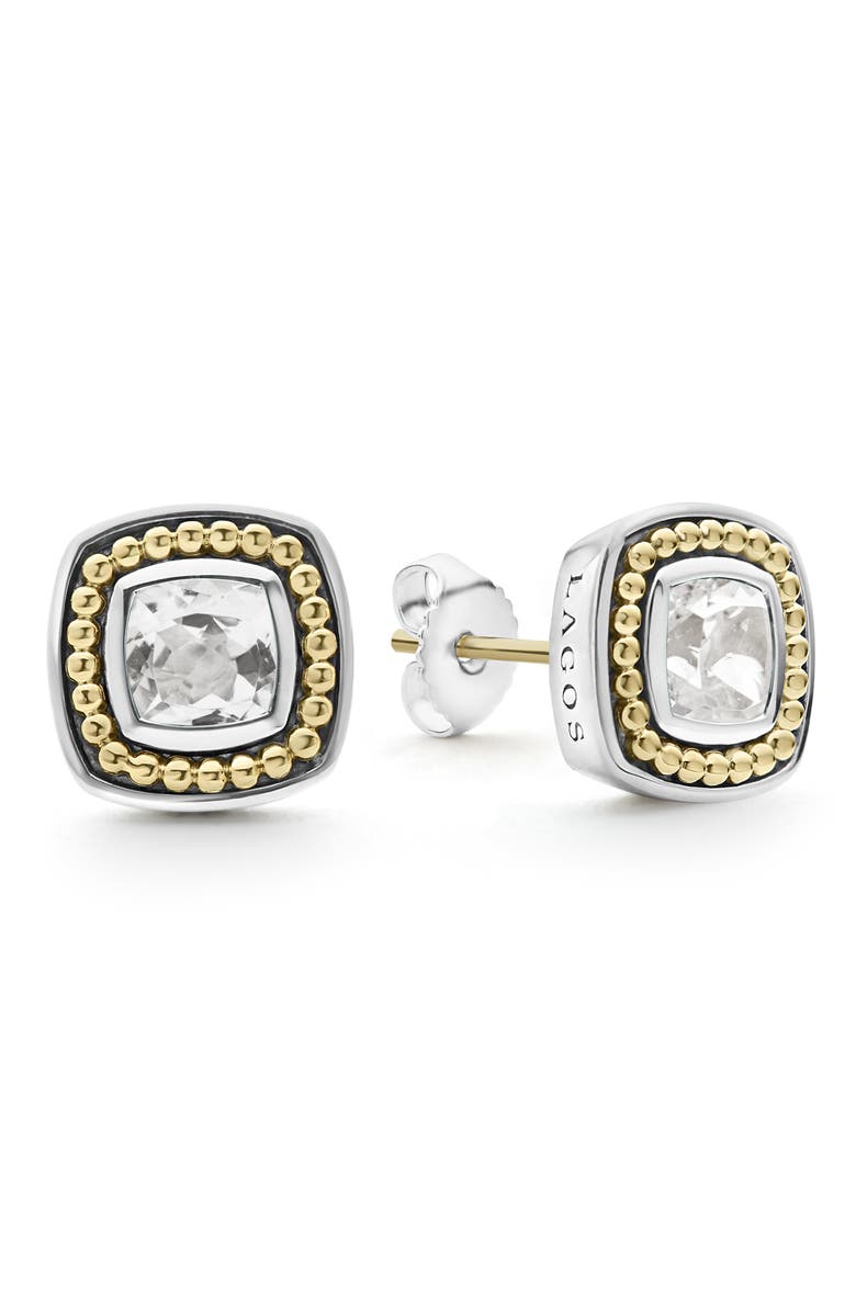 LAGOS Rittenhouse White Topaz Stud Earrings, Alternate, color, Gold