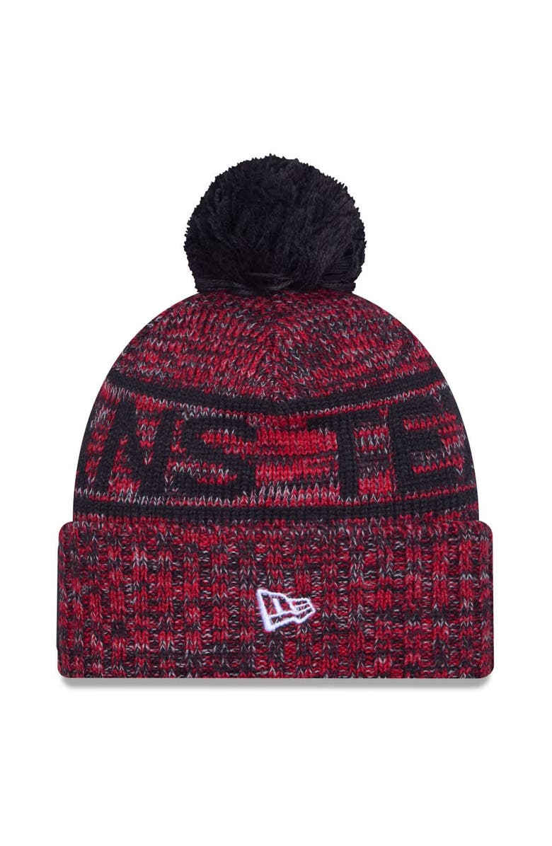 New Era Men's New Era Red Houston Texans 2025 Sideline Cold Weather Cuffed Knit Hat with Pom, Alternate, color, Red