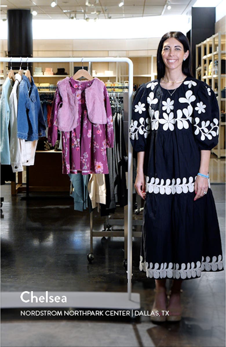 Kids' Floral Dress, Faux Fur Vest & Tights Set, sales video thumbnail