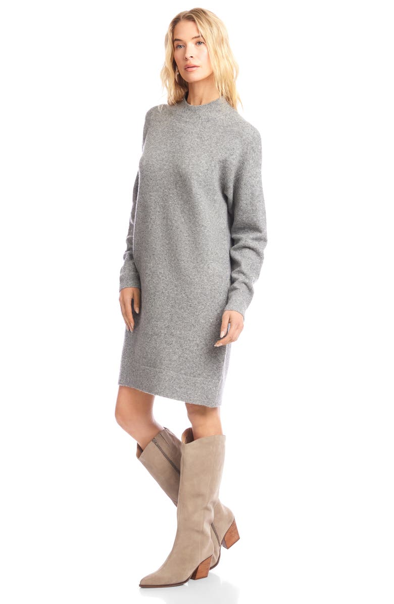 Karen Kane Mock Neck Long Sleeve Sweater Dress, Alternate, color, Gray