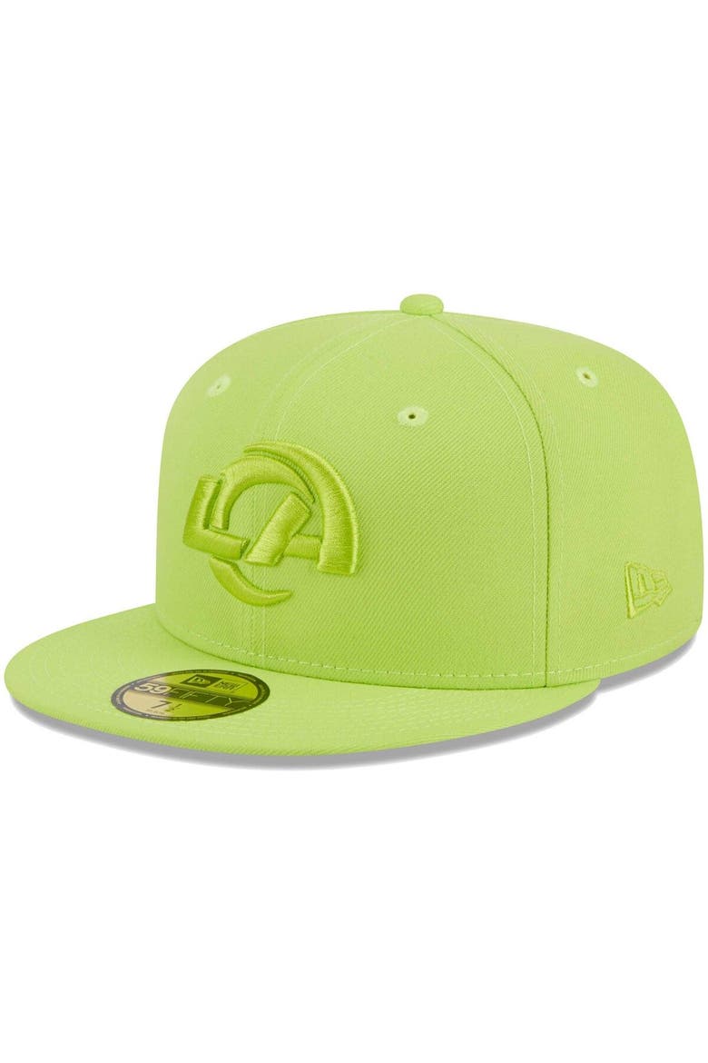 Men's New Era Neon Green Los Angeles Rams Color Pack Brights 59FIFTY Fitted Hat, Main, color, Neon Green
