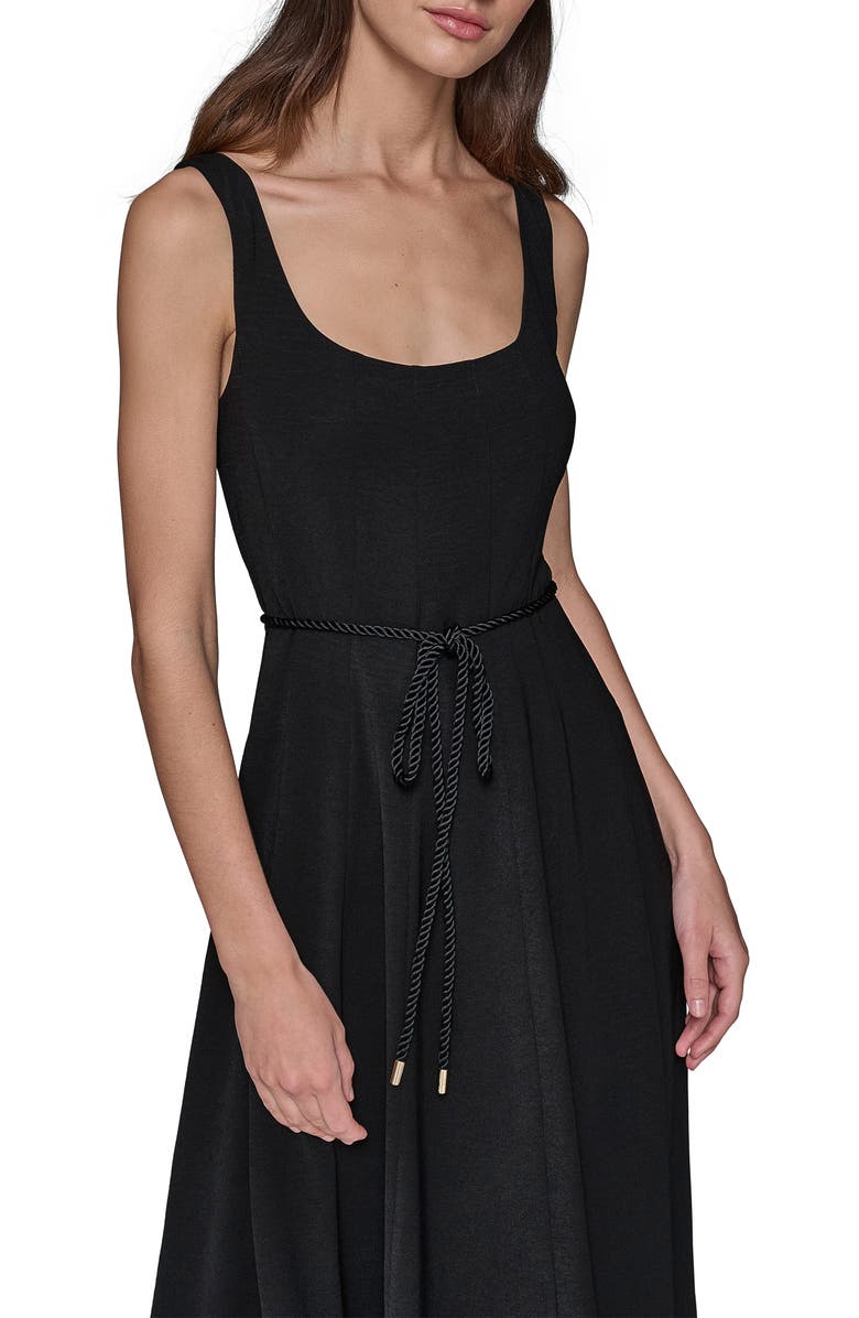 KARL LAGERFELD Aero Wash Square Neck Dress, Alternate, color, Black