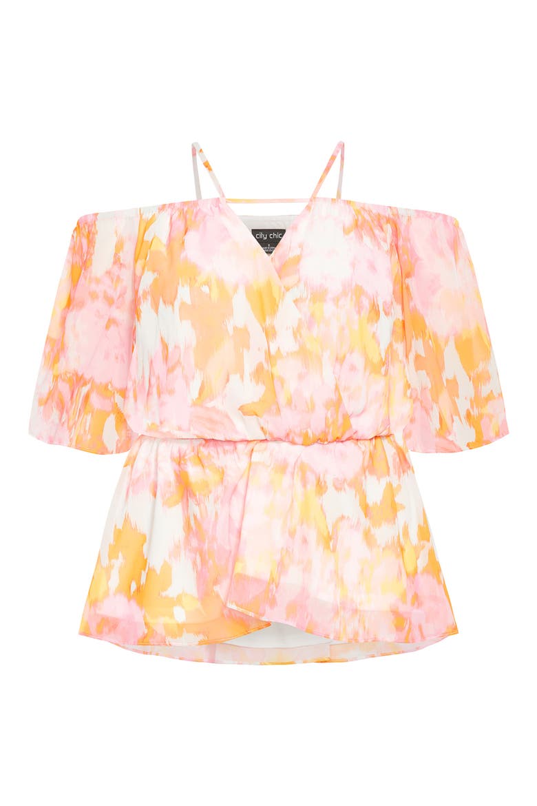 Sunset Belted Top, Alternate, color, YELLOW/ PINK PRINT