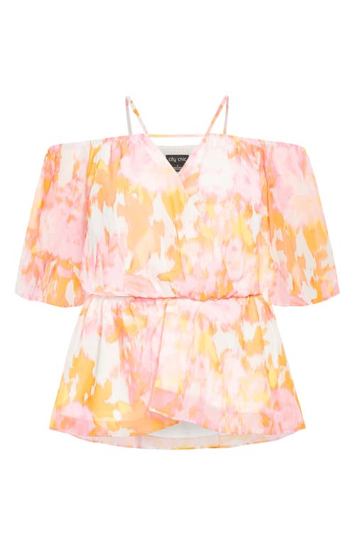 City Chic Sunset Belted Top In Multi