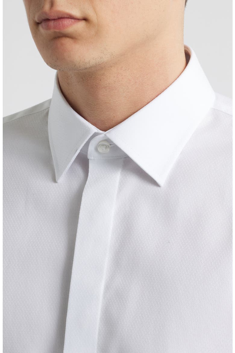 Traditional Fit Non-Iron White Cotton Tuxedo Shirt, Alternate, color, WHITE STEVEN TEXTURE