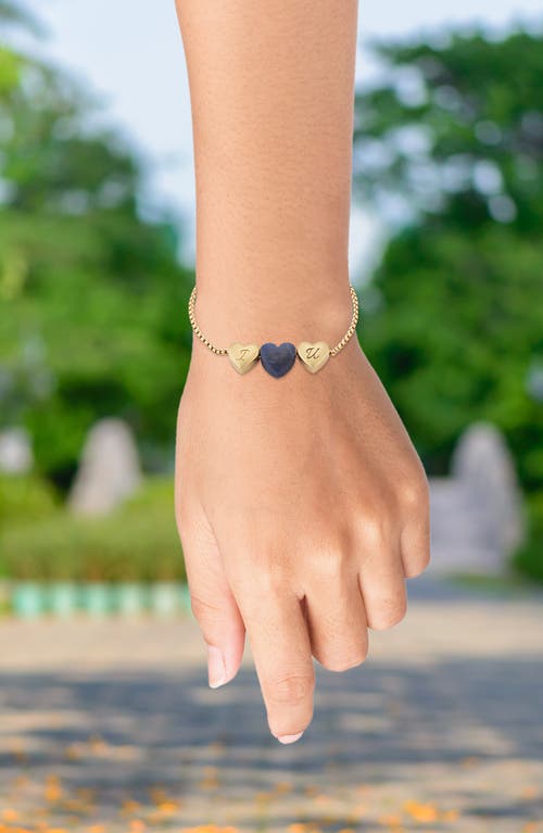 Luvmyjewelry Luv Me Heart Sodalite Slide Bracelet In Gold