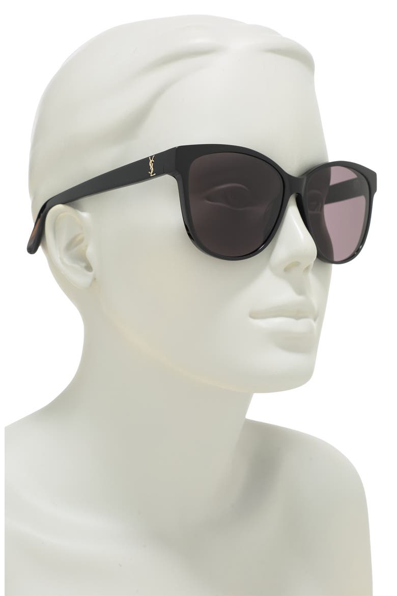 58mm Round Oval Sunglasses, Alternate, color, BLACK BLACK BLACK