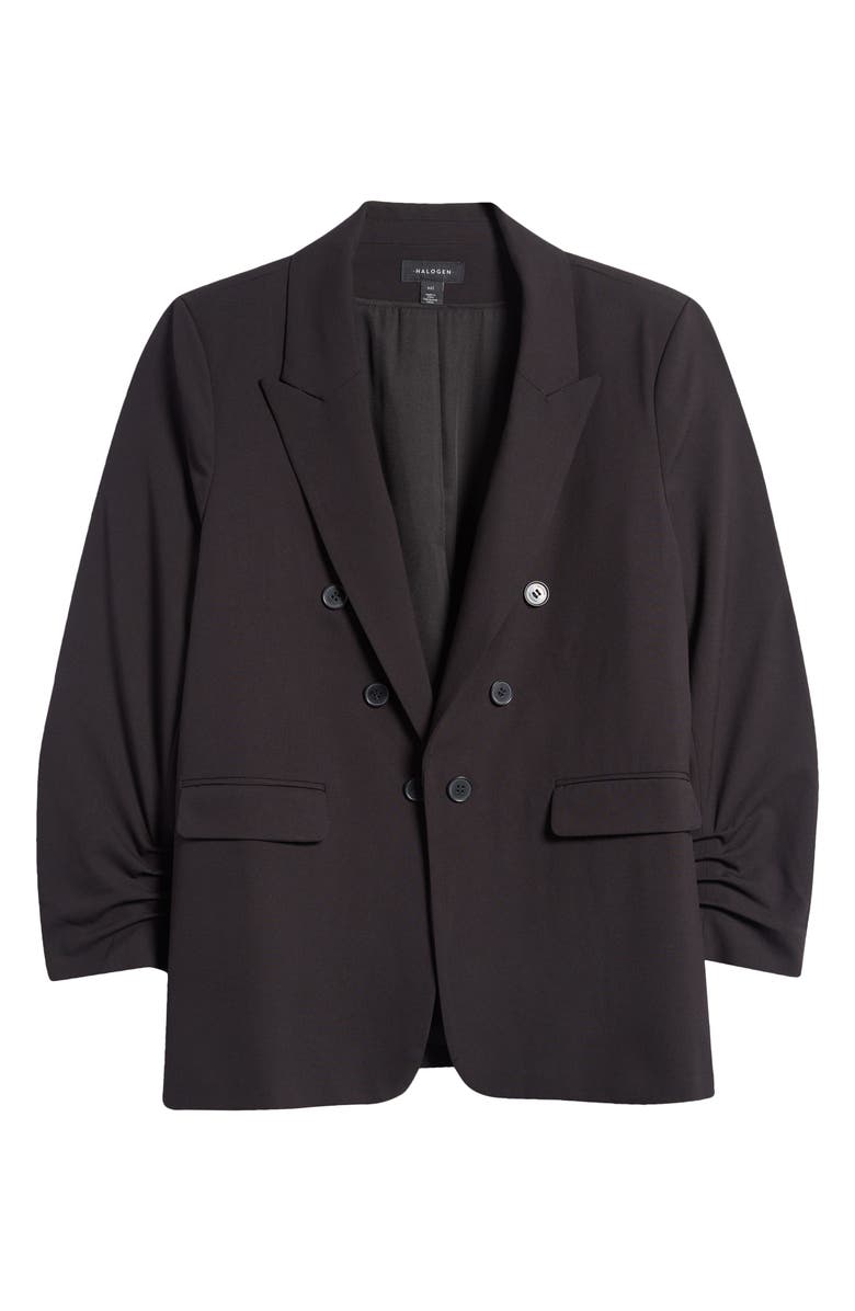 Halogen<sup>®</sup> Scrunch Sleeve Double Breasted Blazer, Alternate, color, Rich Black