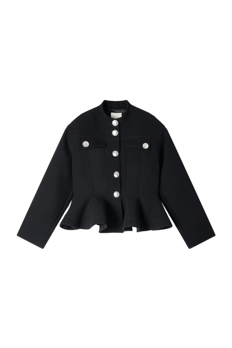 Cropped ruffled peplum jacket, Alternate, color, Black
