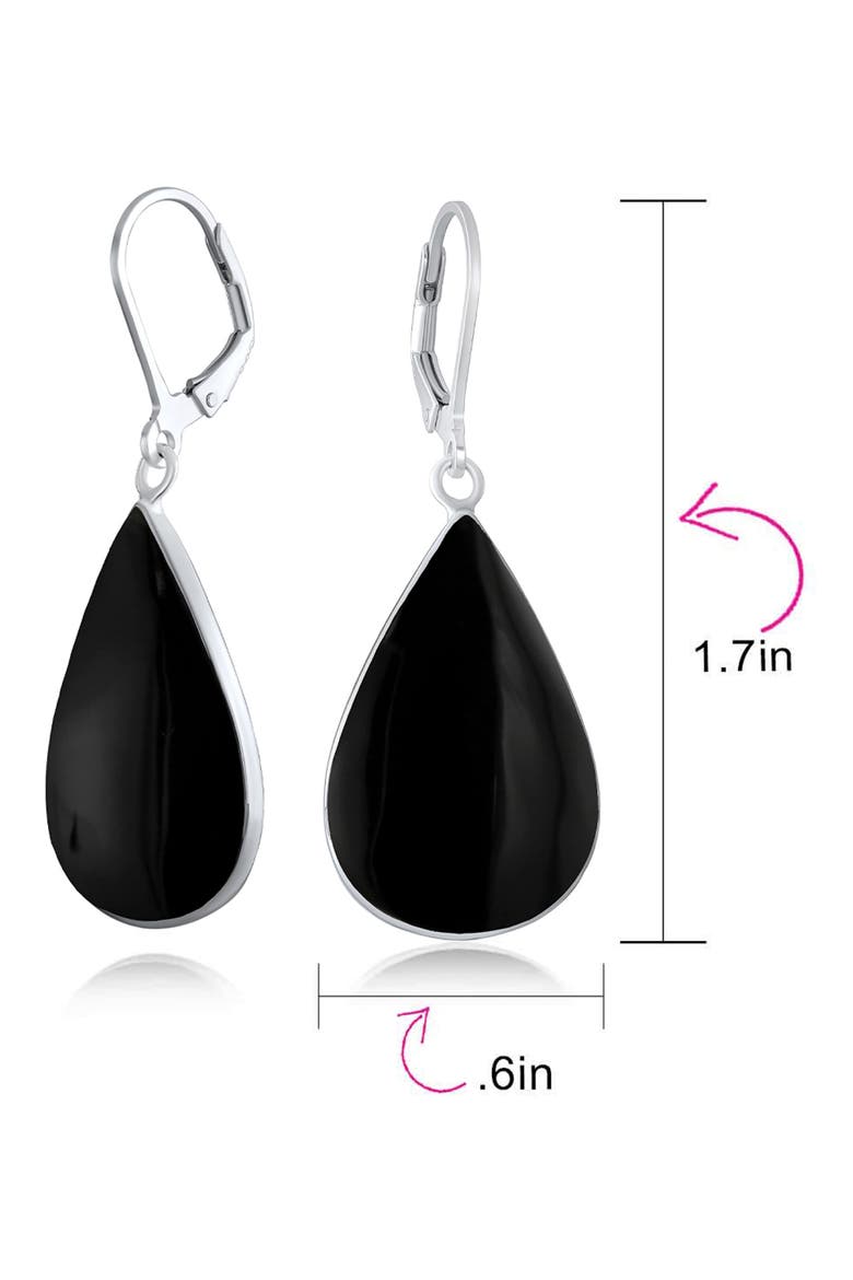 Sterling Silver Teardrop Earrings, Alternate, color, BLACK