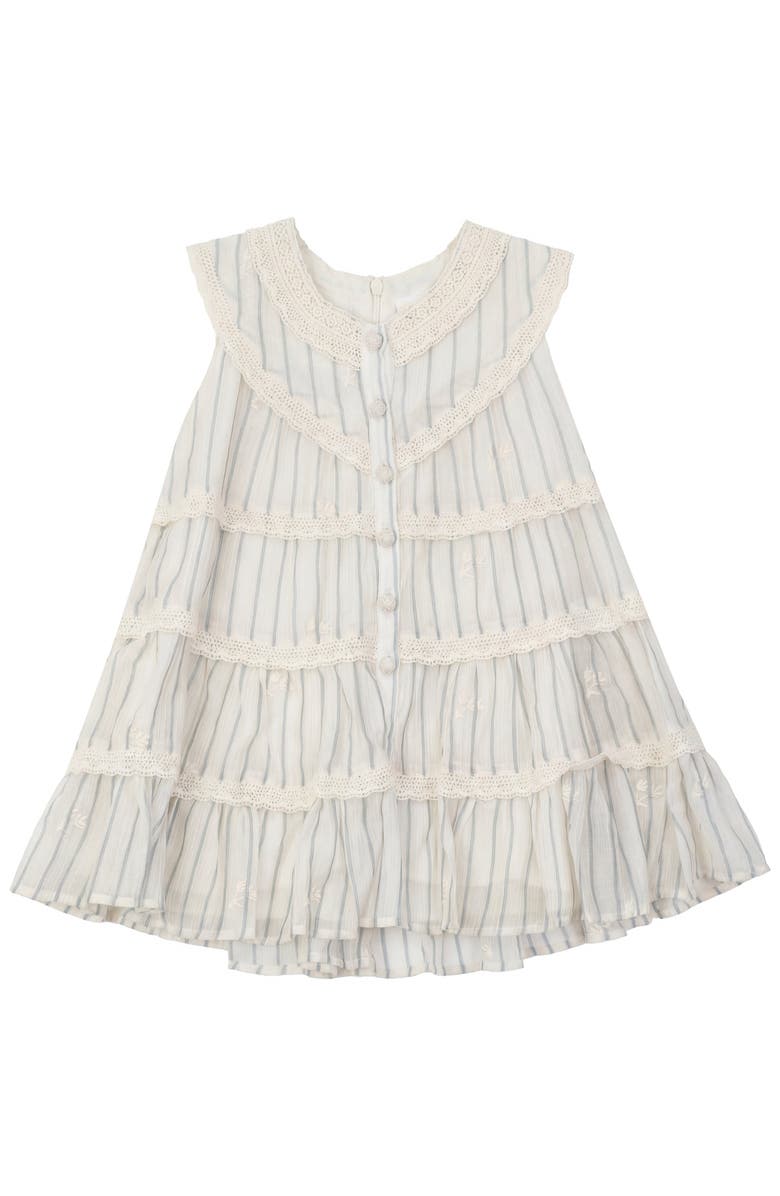 Clô Woven Dress with Lace trimmed, Main, color, Cream/Dark Green