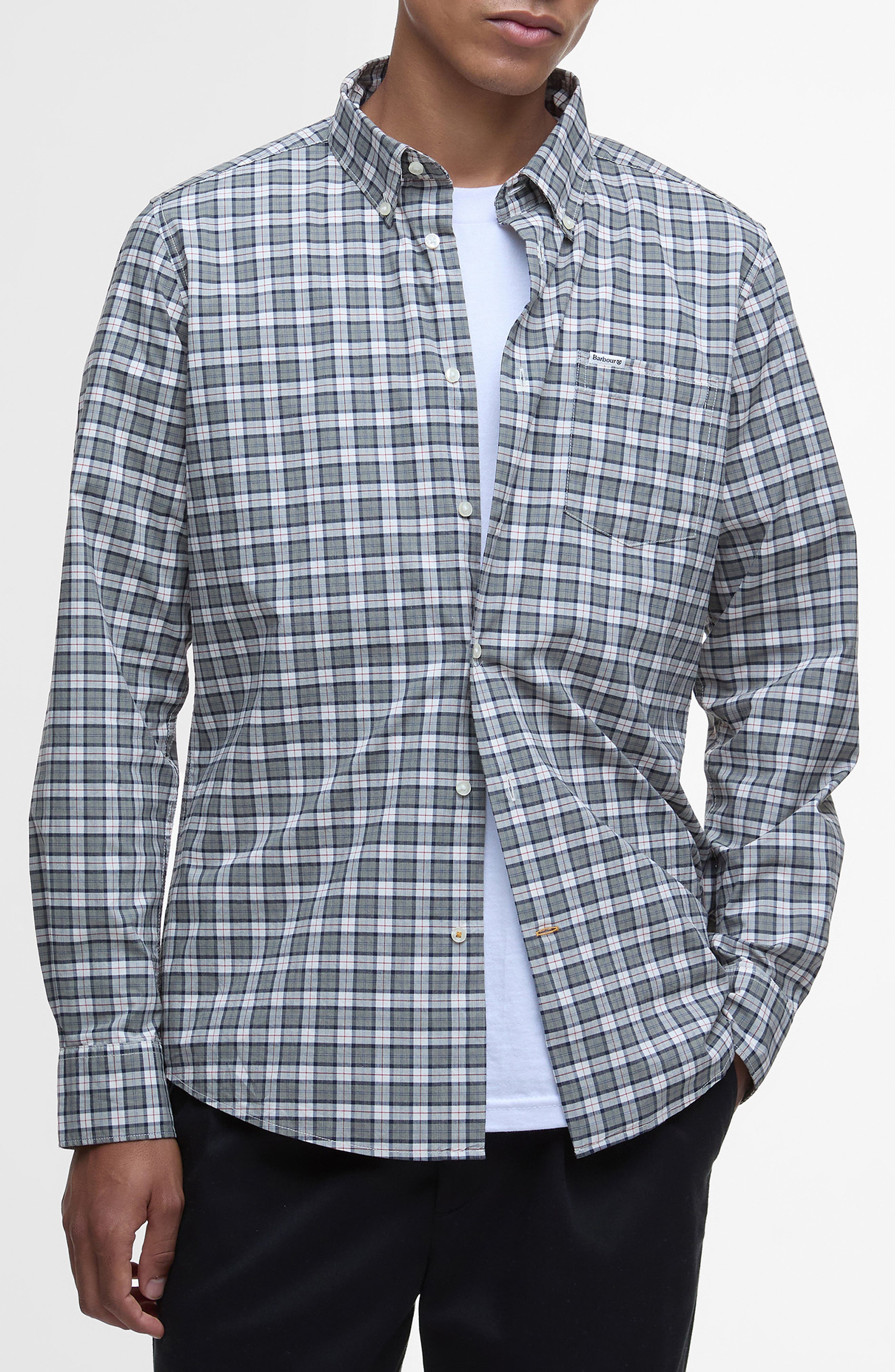Lomond Tailored Fit Plaid Stretch Cotton Button-Down Shirt
