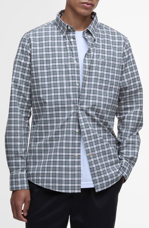 Lomond Tailored Fit Plaid Stretch Cotton Button-Down Shirt
