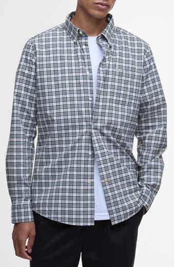 Lomond Tailored Fit Plaid Stretch Cotton Button-Down Shirt