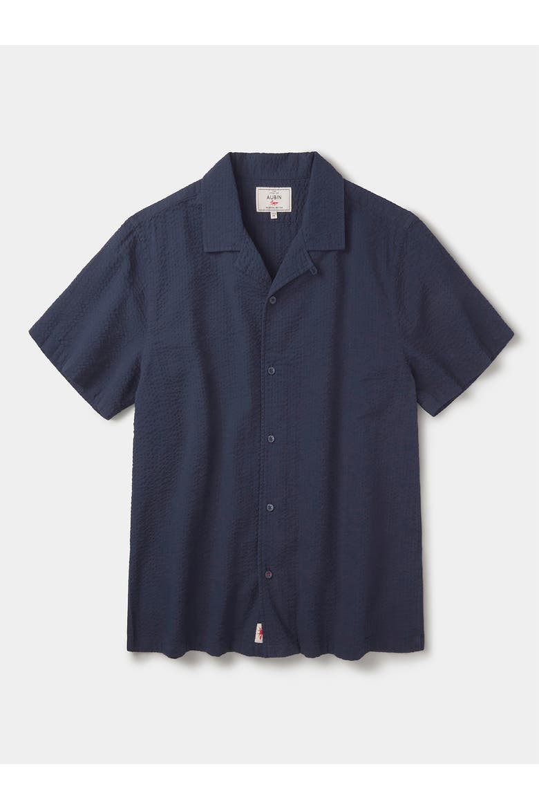 Seersucker Linen Short Sleeve Shirt, Alternate, color, Navy