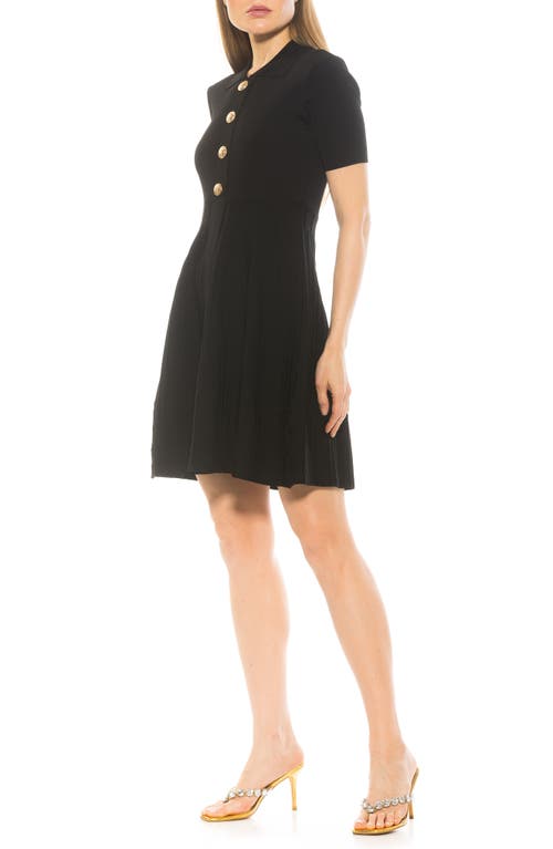 Alexia Admor Soren Short Sleeve Fit & Flare Sweater Dress In Black