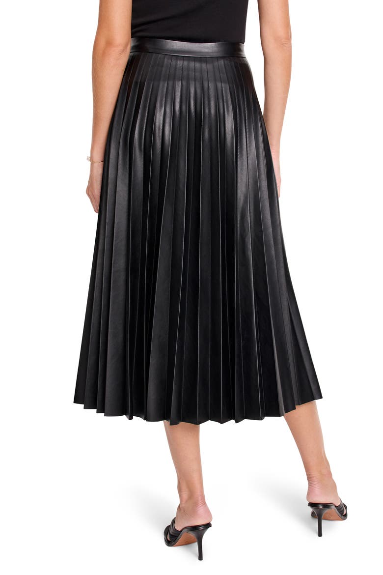 Pleated Faux Leather Skirt, Alternate, color, BLACK ONYX