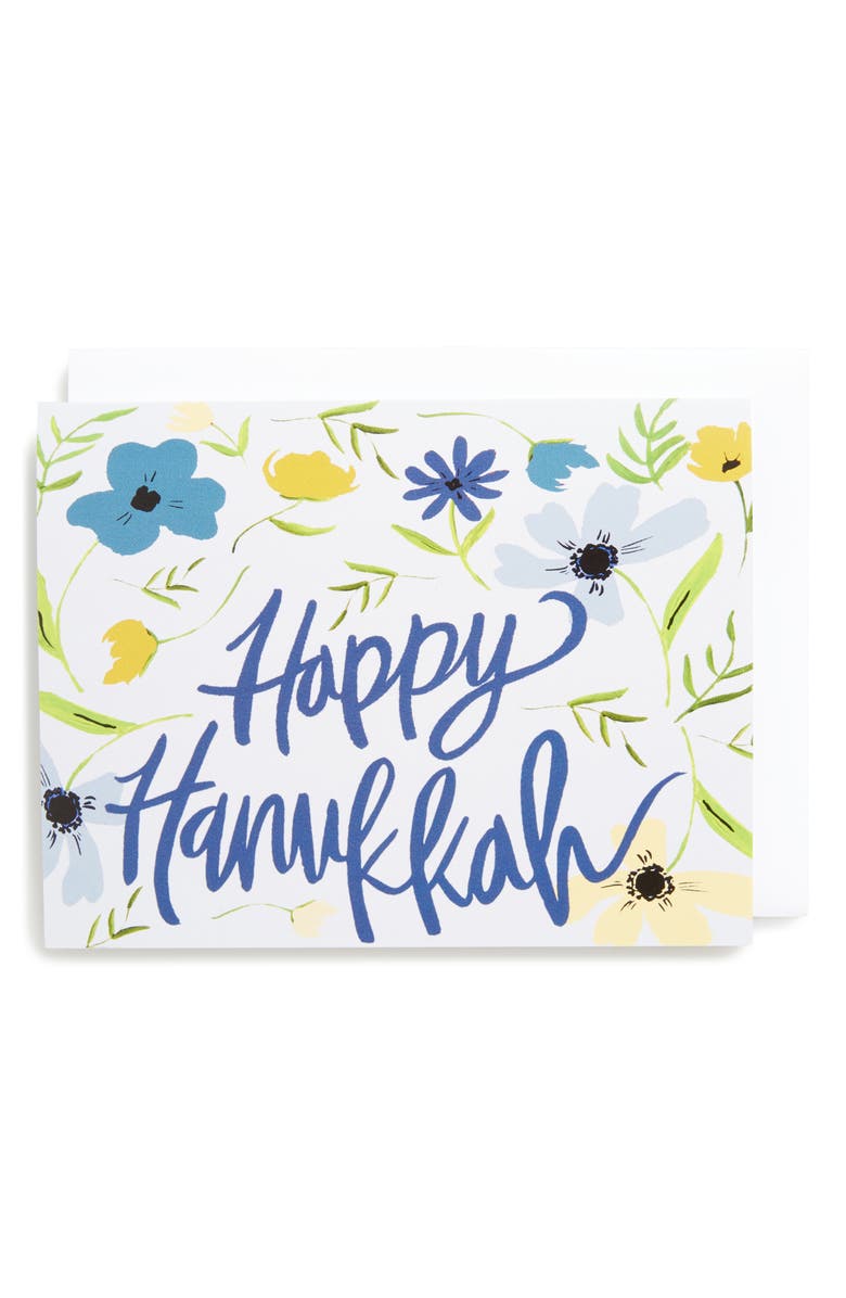 SHANNON KIRSTEN Set of 8 Hanukkah Floral Greeting Cards, Main, color, 