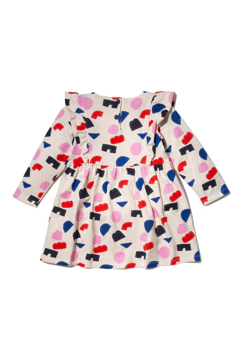 Shapes Print Long Sleeve Cotton Jersey Dress, Alternate, color, NATURAL/ MULTI