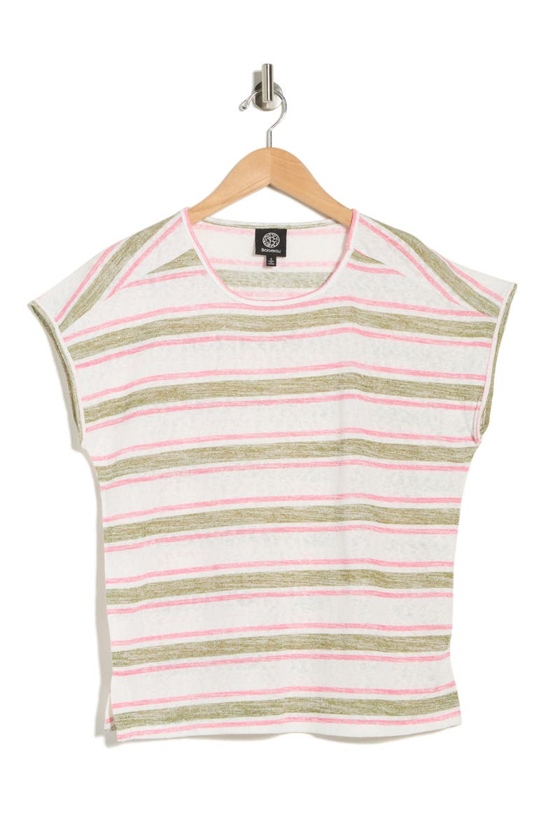 Caty Relaxed Stripe Slubbed T-Shirt, Alternate, color, BERRY/SPHAGNUM STRIPE