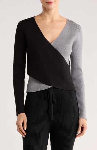 PATRIZIA LUCA Colorblock Faux Wrap Sweater