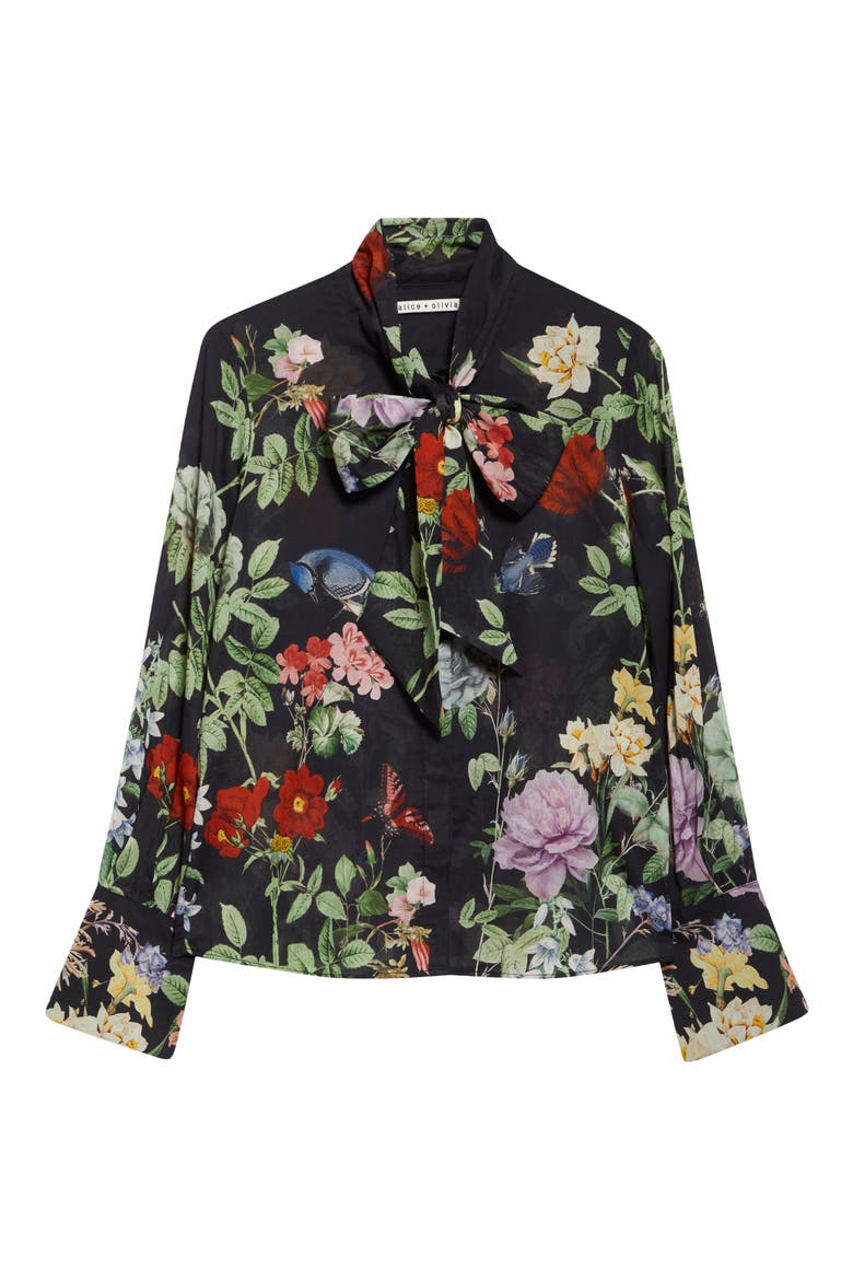 Lloyd Floral Print Tie Neck Top, Alternate, color, VENUS FLORAL
