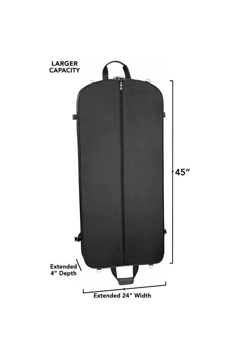 45" Premium Extra Capacity Travel Garment Bag With Shoulder Strap, Alternate, color, Black