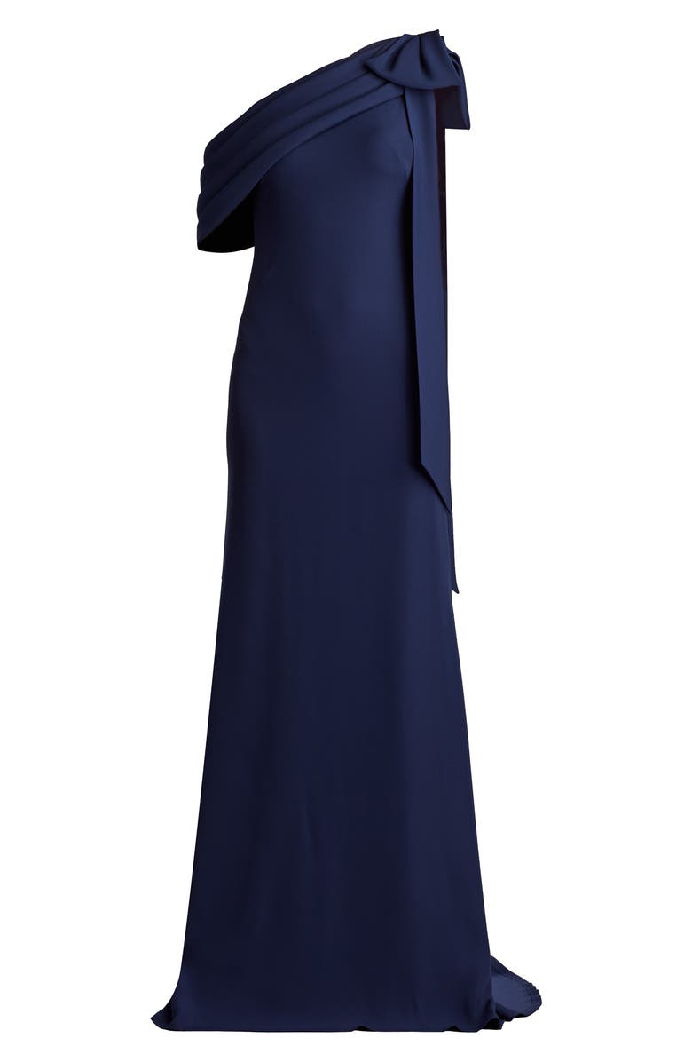 Tadashi Shoji One-Shoulder Crepe Column Gown, Alternate, color, Navy