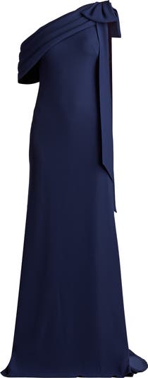 One-Shoulder Crepe Column Gown