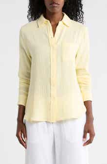 ELIE ELIE TAHARI Long Sleeve Cotton Gauze Button-Up Shirt