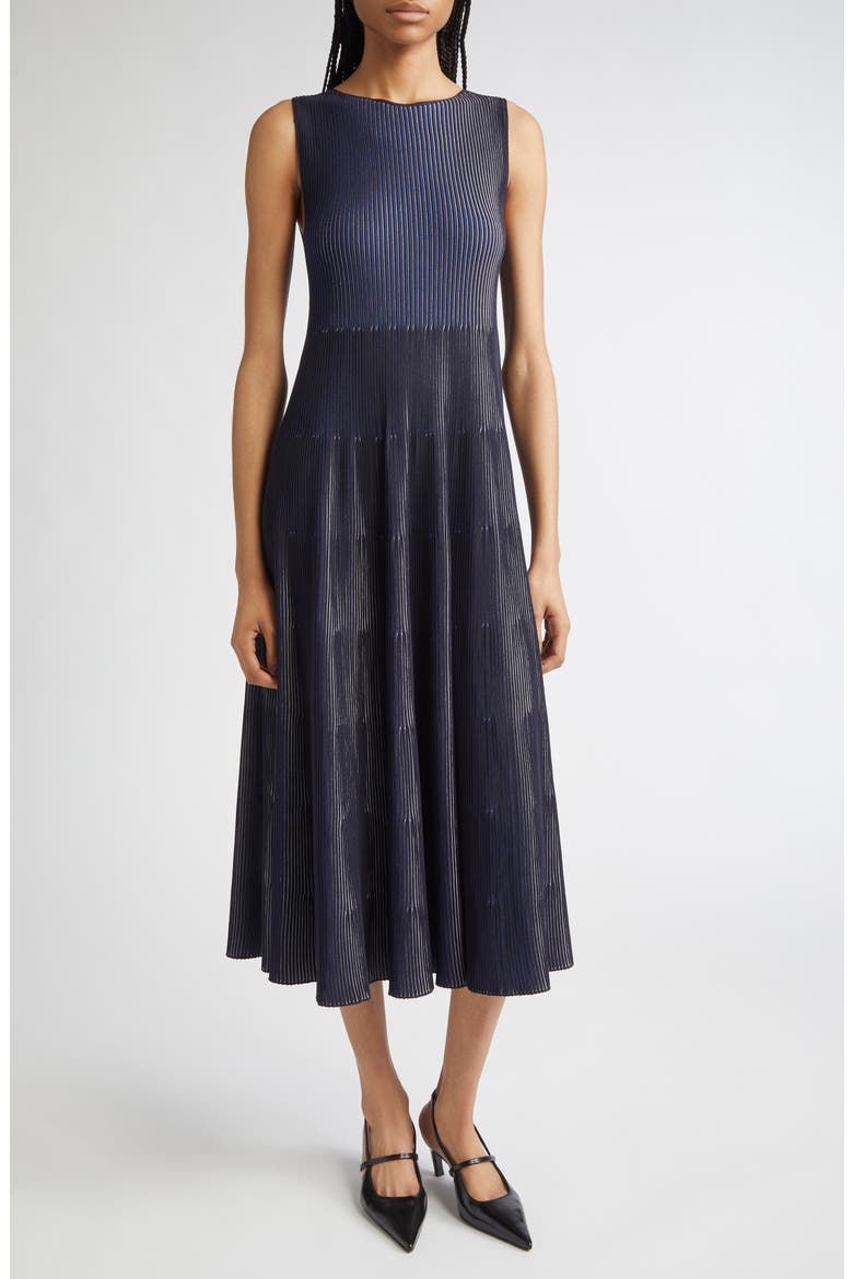 Stripe Sleeveless Knit Midi Dress, Main, color, SOLID BLACK