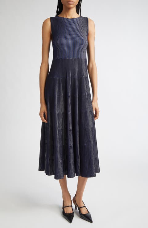 Stripe Sleeveless Knit Midi Dress